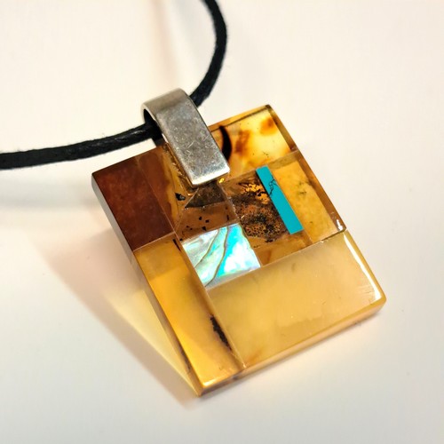 HWG-2400 Pendant, Square, Multi-Color with TQ Accent $58 at Hunter Wolff Gallery